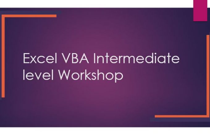 Excel VBA Intermediate Level Workshop (Online Training)